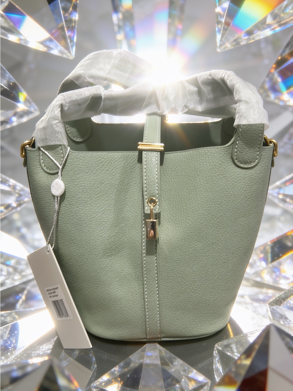 NWT Valentino Orlandi Sage Green Bucket Bag with Gold Hardware w/ Bag Charm